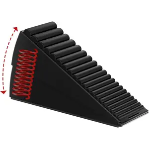 Heavy Duty Door Stopper, Adjustable Spring Large Stopper, 3 Inches High Tall Wedge Stoppers for Bottom of Door, Door Stop Suits , Carpet, Tiles, , Heavy Door, Black