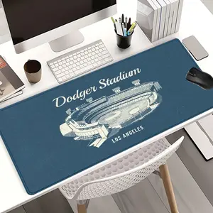 Dodger Stadium (Blue) Mouse Pads Extra Large Computer Desk Top Mat, Desk Accessory, Non-Slip Rubber Base & Stitched Edge, Sports-Themed Home/Office Decor for Baseball Fans