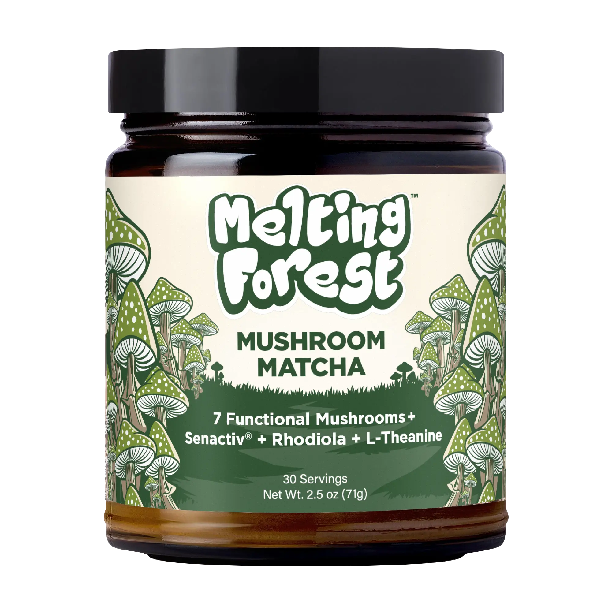 Melting Forest Functional Mushroom Matcha – 7-Mushroom Blend + Adaptogens | Focus Energy & Clarity | Zero Sugar | 30 Servings