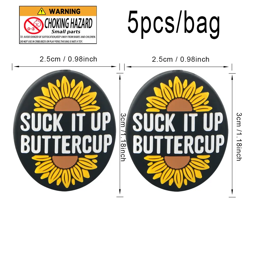 5 Piece Sunflower Letter Silicone Beads, Cute Durable Jewelry Making Materials, DIY Necklace Bracelet Keychain Accessories, DIY Jewelry Decoration, Beads for Bracelets