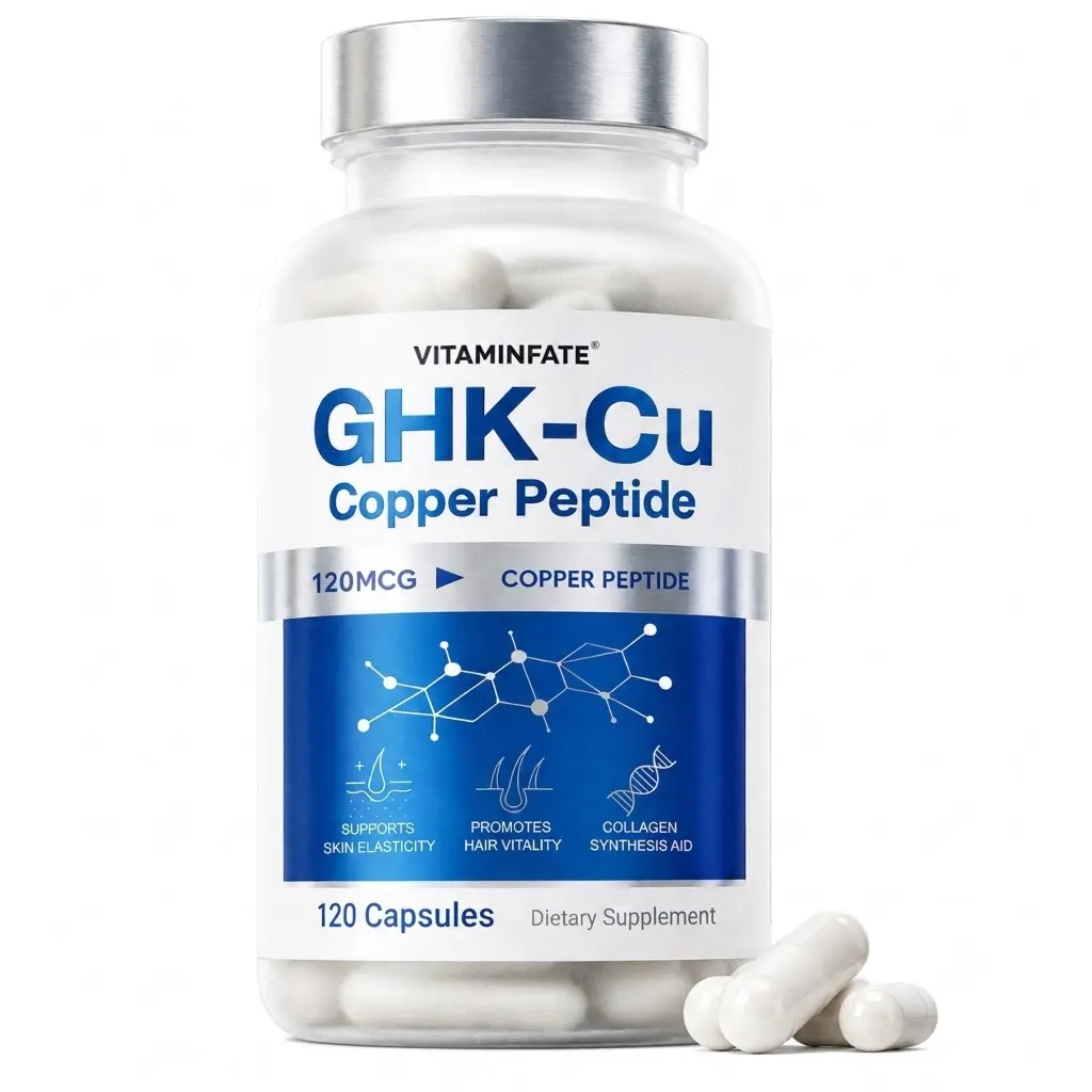 GHK-Cu Copper Peptide Dietary Supplement - 120 Capsules, 120mcg, 120 Days Supply - Supports Skin Care, Hair Health, Collagen Production - GMP Certified, Third-Party Tested, GMO-Free, Gluten-Free
