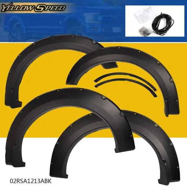 ALLGOOD 4Pcs Smooth Pocket-Rivet Wheel Fender Flares, Truck Exterior Mud Flaps & Splash Guards, Vehicle Accessories for 2015-2017 Ford F-150