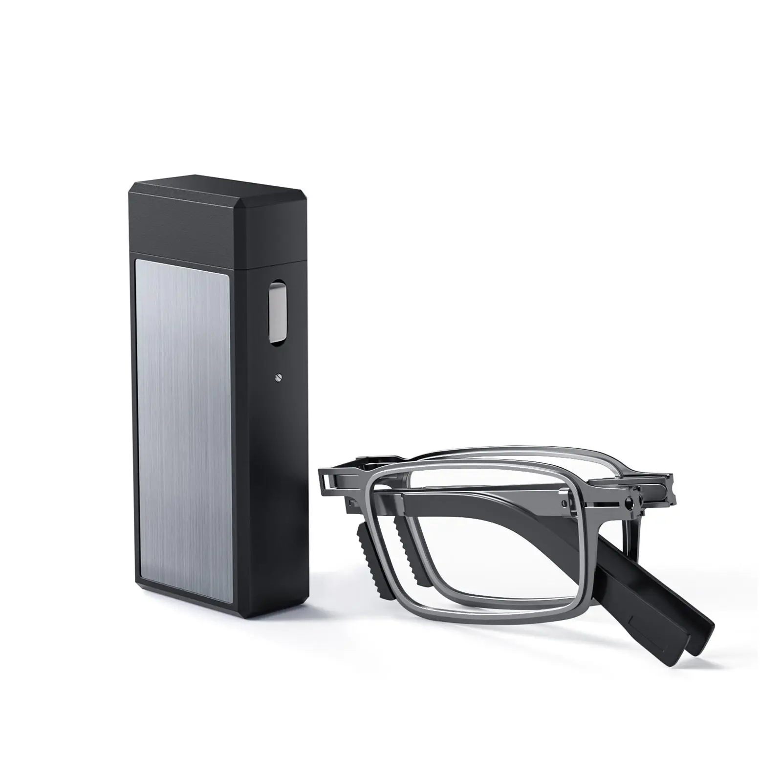 Missfive Foldable Metal Frame Reading Glasses Portable Pocket Readers Lightweight Readers for Men Women, Beach, Driving, Sun Protection, Polycarbonate, Framed, Rectangle, Bifocal Lenses, Single Item, Unisex, Ergonomic Design, 5 Tech Perks, High Definition