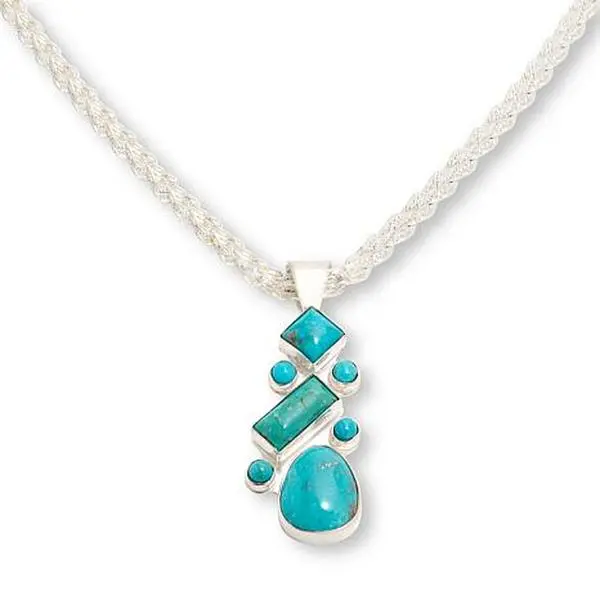 Mine Finds by Jay King Multi-Shaped Kingman Turquoise Pendant with 18" Rope Chain