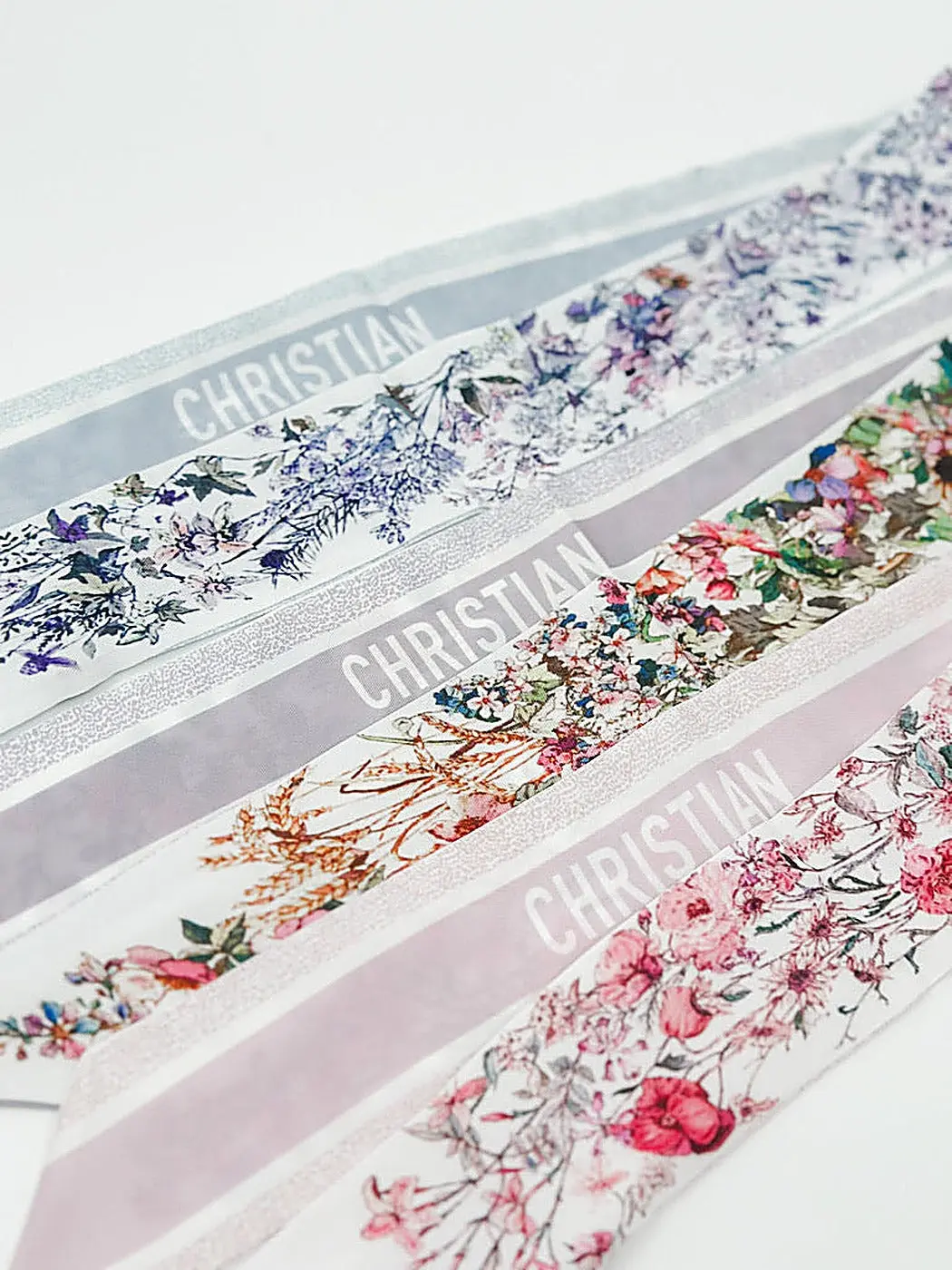 Women's Floral Print Scarf, Lightweight Soft Polyester Twilly for Everyday Use - Casual Female Accessory for Handbag, Hair, and Neck, 38.5" x 2.25", All Seasons, Casual Soft Scarf