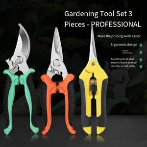 Garden Pruning Shears Set, Stainless Steel Gardening Clippers, Multi-Purpose Tools for Bonsai Fruit Trees, Flower Branches, Landscaping