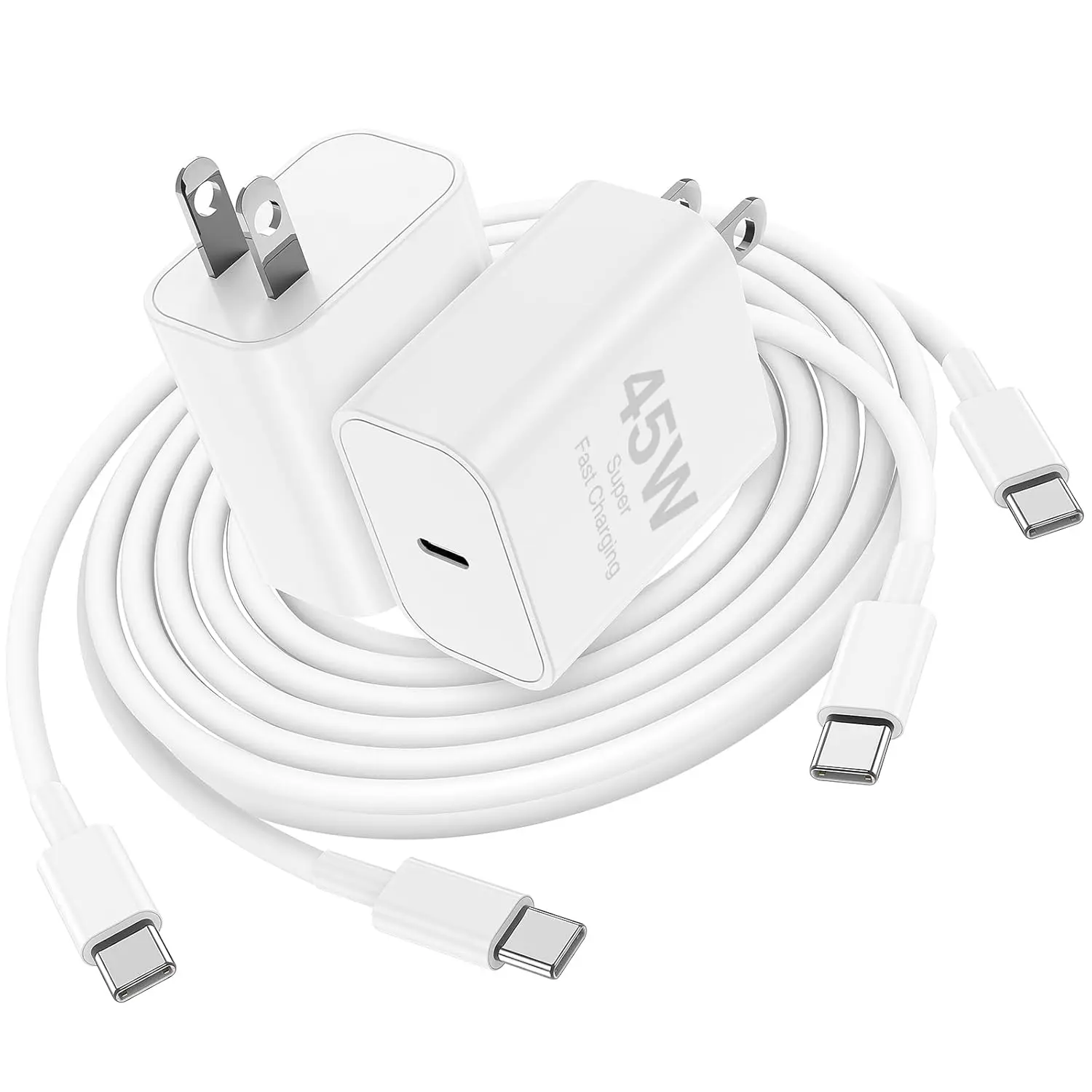 45W USB C Phone 17 16 15 Charger Fast Charging Block and 10ft Type C to C Cable Cord Long for Apple iPhone 17 Pro Max/17 Pro/16 Pro Max/16 Air/15/15 Plus/iPad/Mini/Samsung Galaxy/Wall Plug Cube Brick