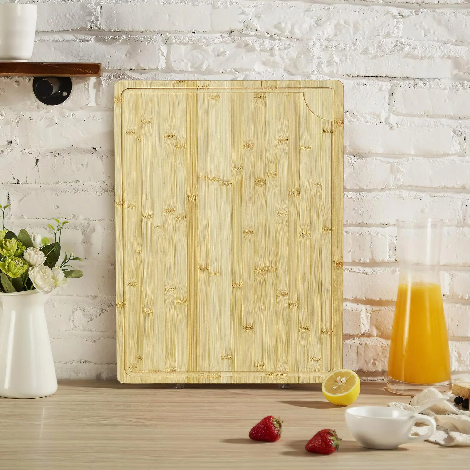 GARVEE 24 in x18 in Bamboo Cutting Boards, Extra Large Wood Chopping Board for Kitchen with Juice Groove and Handles, Reversible Butcher Block Charcuteries Serving Tray