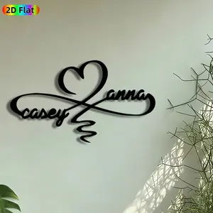 1pc Infinity Heart with Names Metal Wall Art, Custom Name Infinity Statue Mural, Intricate Craftsmanship, Perfect for Valentines Day, Anniversary Decor, Perfect for Bedroom Living Room Wedding Venue Decor, Ideal Gift for Personalized Decor Enthusiasts.