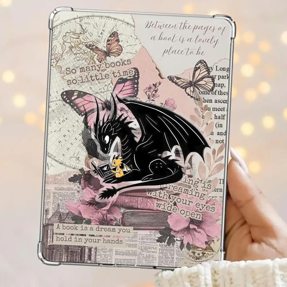 Tairn And Andarna Reading A Book Fourth Wing Dragons Fantasy Romance Dragon Magnetic Kindle Grip Book Lover Cute Bookish Kindle Accessories Phone Holder PopSocket Phone Grip Magnetic Pop Socket Phone Grip