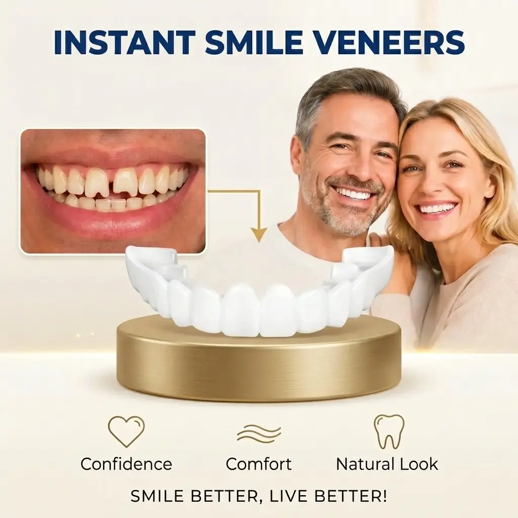 Snap & Go!Adjustable Snap-On Dentures - 2026 New Invisible Feel Smile Veneers for Gaps & Stains for Instant Visual Enhancement Natural White Moldable Temporary Teeth Kit Unisex Fit Comfortable Fit