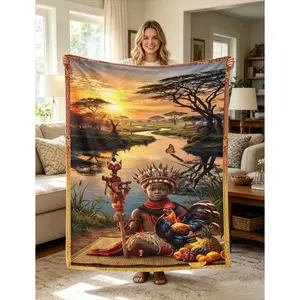 Elegua "Lucky Boy" Blanket | Soft Flannel Throw for Adults and Children | Spiritual Home & Bedroom Decor | Wealth-Bringing, Good Luck Gift Blanket for Sofa, Living Room & Family