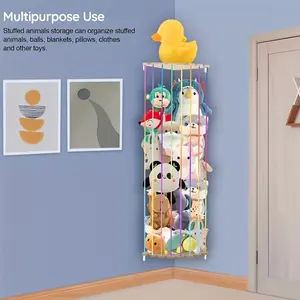 Portable Plush Toy Storage Rack, Adjustable Wall Corner Animal Organizer, Living Room Bedroom Decor, Holiday Gift, Parenting Organization