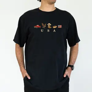 ChicCotton Comfort Colors USA Icons Men's Short-Sleeve T-Shirt - American Flag, 4th Of July, Bald Eagle Graphic Country Clothing