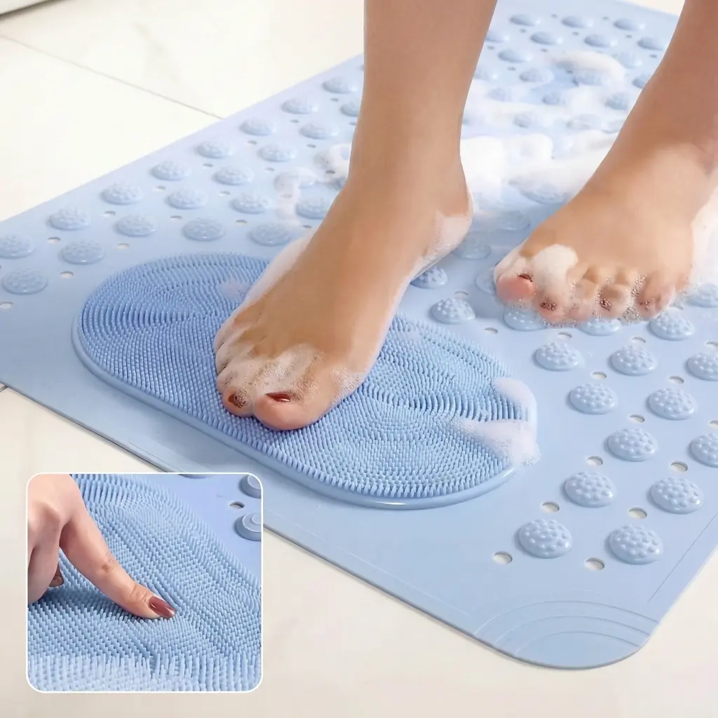 Non-Slip PVC Bathroom Shower Floor & Bathtub Mat - Anti-Skid Home Bathroom Accessory, Shower Floor Mat Non Slip, Bathtub Mat Non Slip