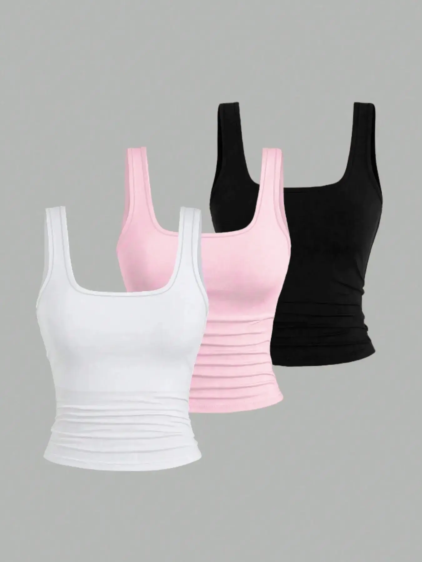 Women's Solid Color Ribbed Ruffled Fitted Soft Knit Fabric Lightweight Thin Tank Top, Camisole Tank Tops, Casual Sleeveless Top for Summer, Ladies Clothes for Daily Wear, Womenswear