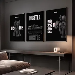 Set of 3 Black Motivational Print; Hypebeast Black Man Wall Art, Product without frame