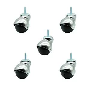 Service Caster SCC-TS01S20-POS-BC-516-5 2 in. Swivel Ball Caster Wheels for Furniture Bright Chrome Hooded Stem Casters with 0.31 in. Threaded Stem - Set of 5