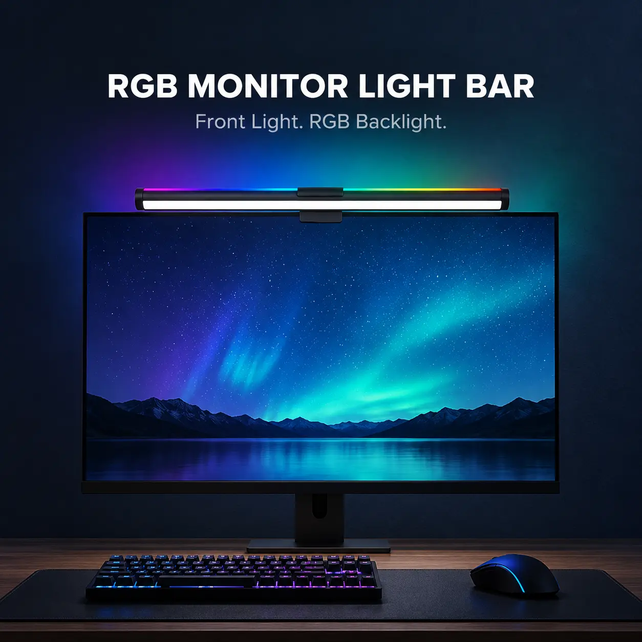 Touch Control RGB Backlight USB Powered Adjustable Monitor Desk Lamp - Valentine's Gift for BF, Glare-Free, Atmosphere Lighting, Multifunctional Ambient Lights for Gaming, Home Office