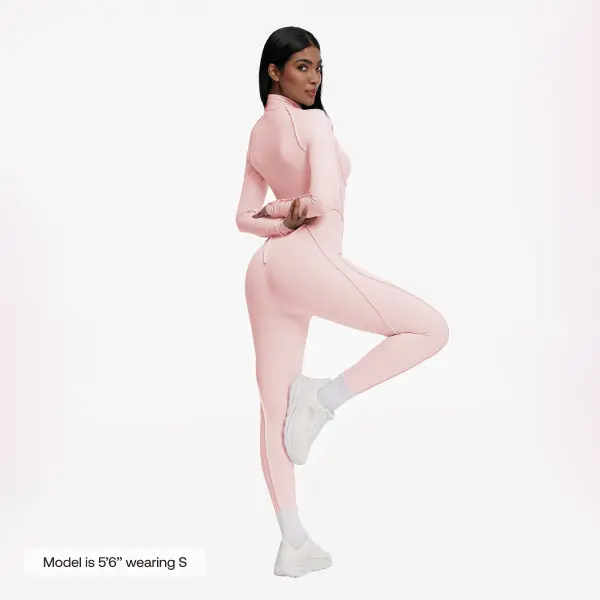 BetterMe Women's Ballet Pink Basic Closed-Back Catsuit – Soft Polyester Spandex Fabric with Contoured Shaping Fit for Gym & Everyday Womenswear