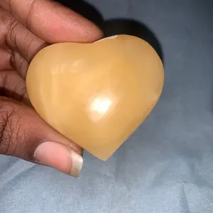 Natural Orange Calcite Crystal Heart Small