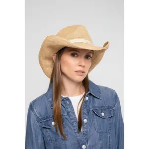 Raffia Wide Brim Western Hat | Natural