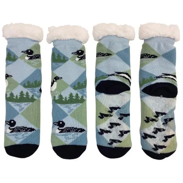 Cozy Moments Northwoods Loon Sherpa Socks