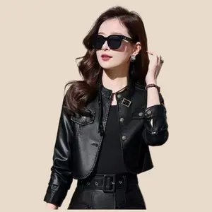 Leather Jacket And Skirt Two Piece Set Autumn Winter Fashionable Short Style Elegant Padded Set