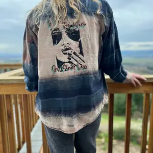 If I’m Too Much, Go Find Less Bleach Distressed Flannel Shirt