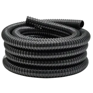 0.75/ 1/ 1.25 Inch Pond Tubing, 0.75"/ 1"/ 1.25" ID Corrugated Water Pipe, 20 Feet Length Flexible PVC Hose Pipe, Aquarium, Pond Waterfall, Garden Pond Pump Drainage Tube Black