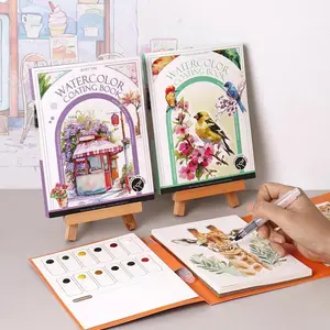 Watercolor Paint Set, Watercolor Coloring Book, Including 12 Vibrant Colors Watercolor Paint with Brush, Art Crafts Painting Supplies, Anxiety Relief, DIY Painting Supplies for Home Decor, Art Supplies for Adults & Teens, Watercolor Palette Set