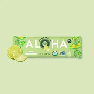 ALOHA Key Lime Protein Bar | 12 Bars | 14g Plant Protein, 4g Sugar | Certified USDA Organic, Vegan, Gluten-Free | Tastes Like Dessert + Healthy Snack