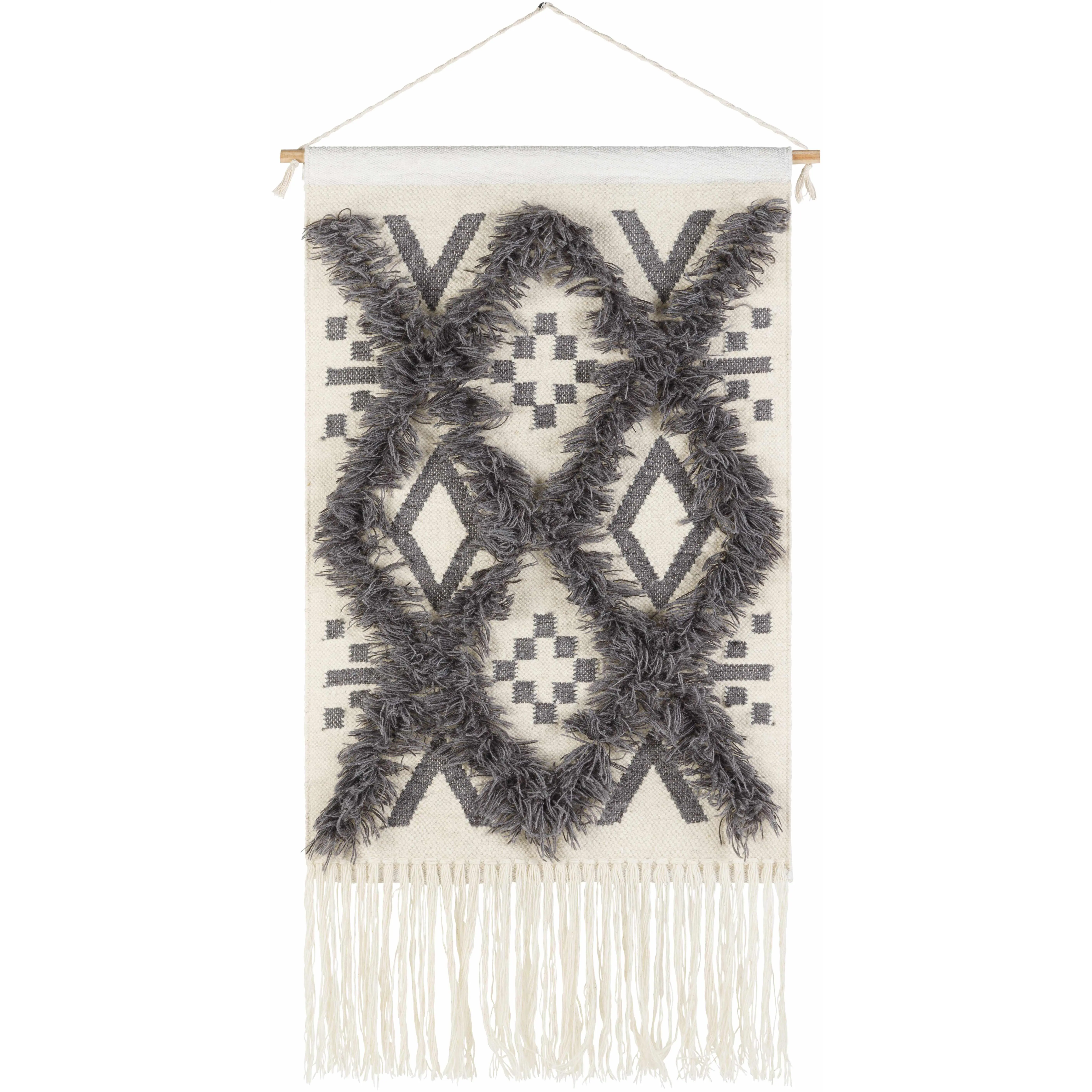 Chapelton Gray Geometric Textured Wall Hanging, Hangable Home Decor for Room Decor