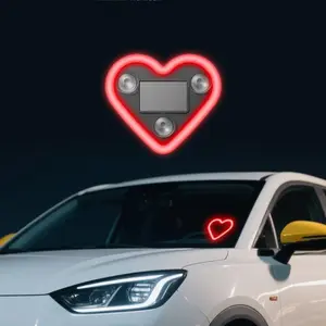 Solar Powered Wireless LED Triangle Heart Shape C-Pillar Neon Light for Car Interior Decor Eco-Friendly Modern Stylish Look