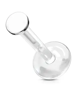 16G Disk 14kt White Gold Bioflex Labret Post