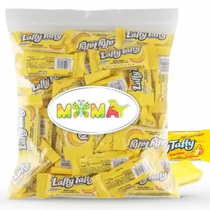 Chewy, Tangy, and Tasty Mini Taffy Wrapped Bars in Bulk - (1 Pound) (Banana) - Ideal for Mima's Summer Mega Sale Baskets, Parties, and Treats!