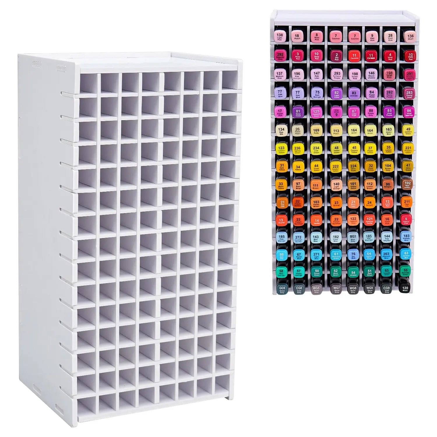 Marker Storage Organizer, Desktop Pen & Marker Holder for 120 Markers, Multifunctional Art Supply Organizer for Home School & Studio Use