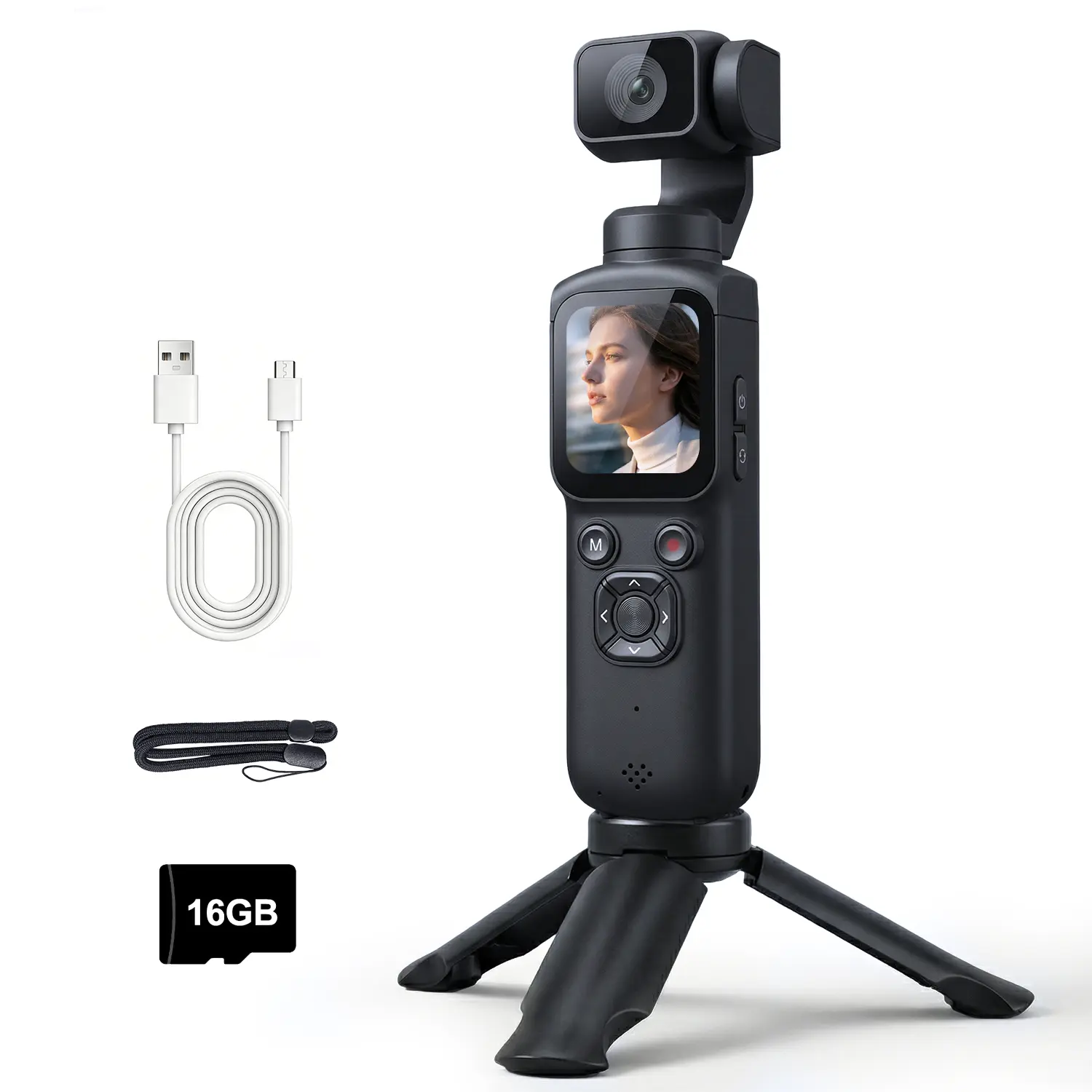 Lmzour 4K Vlogging Camera with Face Tracking & 330° Rotating Lens | Pocket Camera for TikTok & YouTube