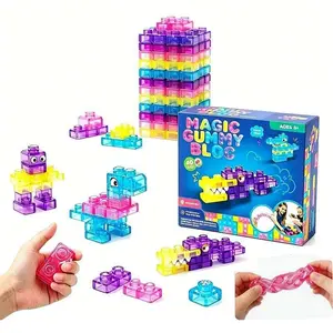 Stress Relief Jelly Block Toy, Squishy Fidgets, Soft Gel Building Blocks, Transparent Puzzle for Hand Skills, Free Assembly, 3+ Years, Birthday Gift