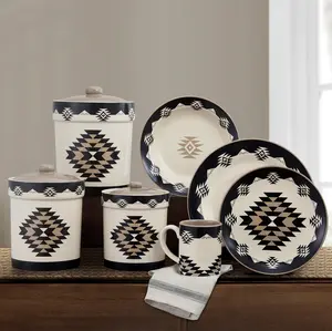 Chalet Aztec 19PC Dinnerware and Canister Set