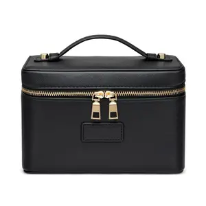 Women's Solid Color Makeup Bag, Waterproof Durable Sewn Seam Storage, Matte Finish Easy Clean, Fashionable Long-Lasting Makeup Organizer