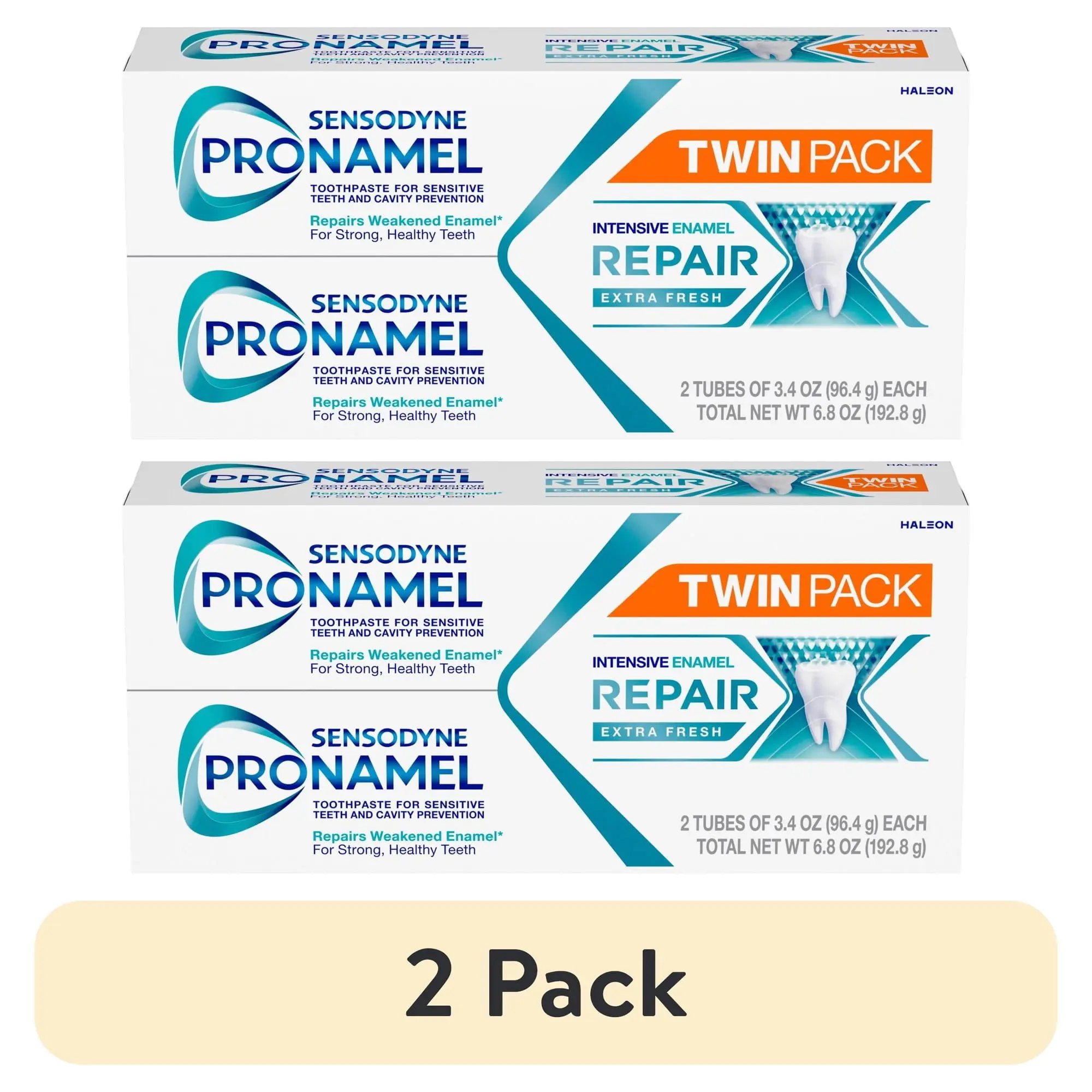 (4 pack) Sensodyne Pronamel Intensive Enamel Repair Toothpaste for Sensitive Teeth and Cavity Protection - 3.4 Oz x 2, Extra Fresh