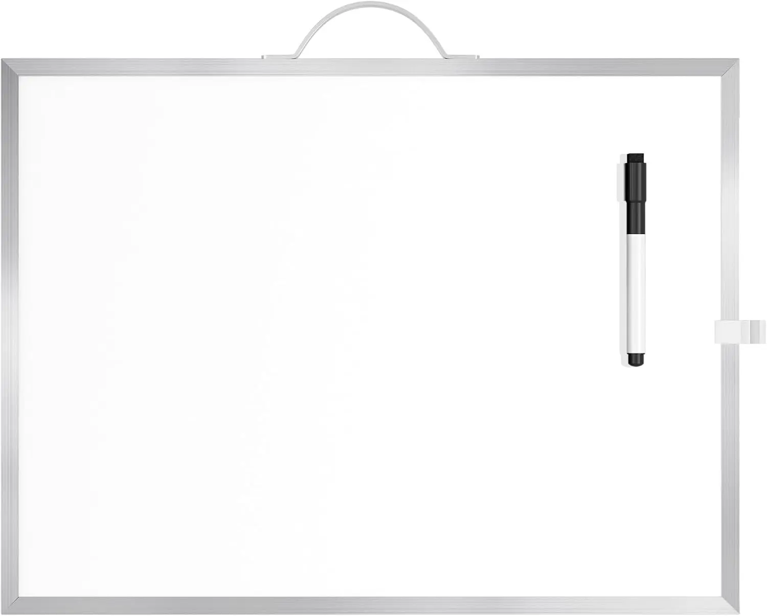 MaxGear 16"x12" Double-Sided Hanging Dry Erase Board with Silver Aluminum Alloy Frame, Horizontal Design, Handle, Stability, Magnetic Surface Compatibility for Office, Home Use; Permanent Drawing Markers Compatible
