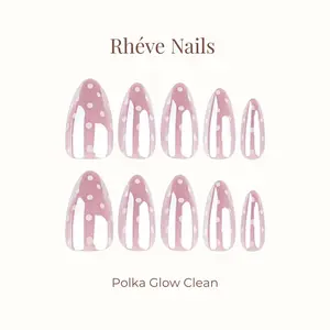 Rhéve Nails 30pcs Polka Glow Clean - Cute White Press-On Nails with Polka Dots & Glitter Accents Reusable Lightweight Easy Application for Salon Look at Home