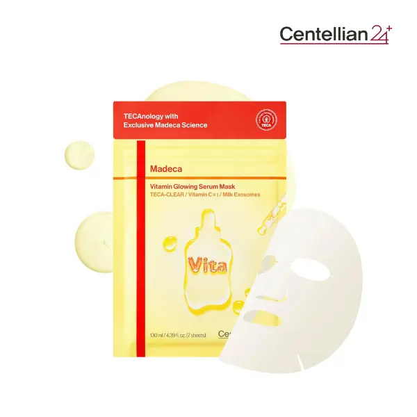 [Centellian24] Vitamin Glowing Serum Mask 130ml (7 Sheets) | Glow Boost & Hydration | Tone Care, Radiance & Moisture | Korean Skincare