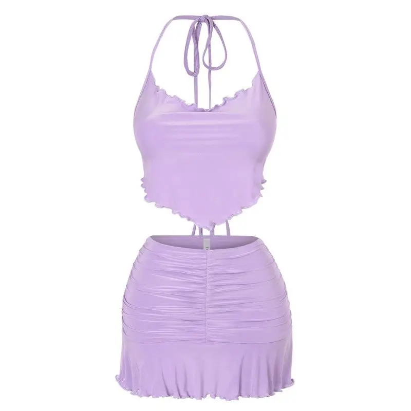 Ariena Ruffle Lavender Two Piece Set