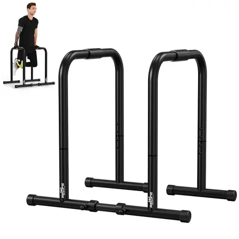 RELIFE SPORTS 3-in-1 Heavy Duty Dip Station, Pull Up Stand, Push Ups Bars | Stabilized Home Gym Fitness Equipment for Enthusiasts