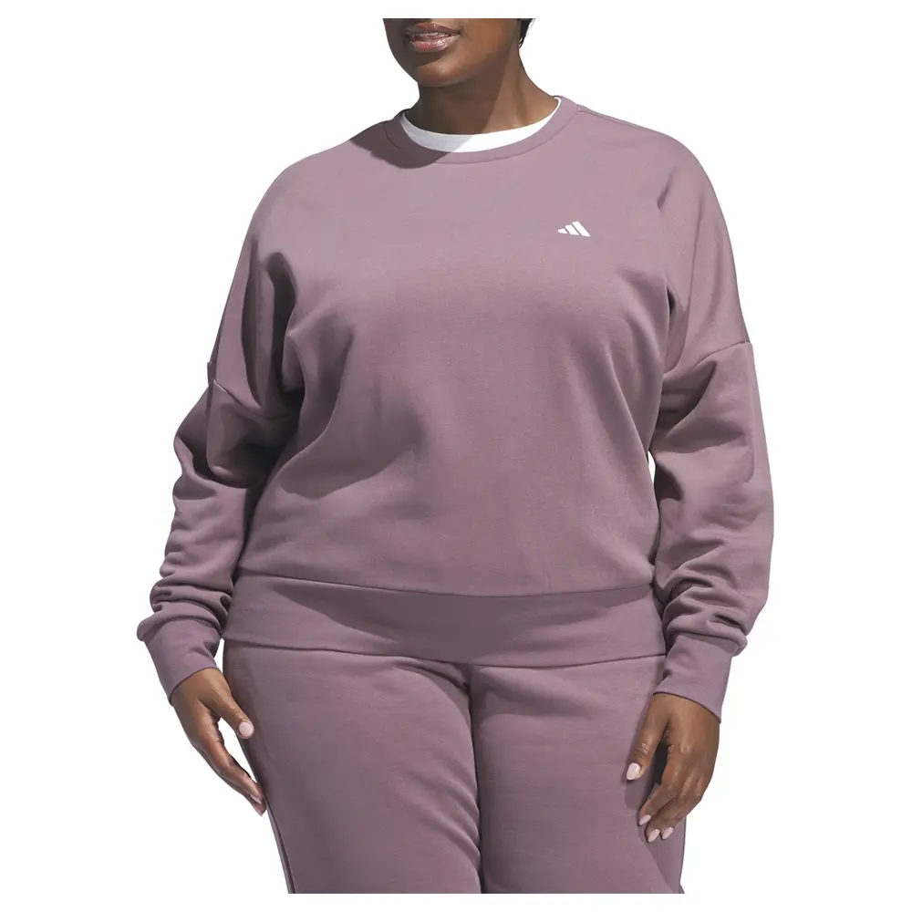 adidas Womens Essentials Small Logo Feel Cozy Sweatshirt Plus Size Casual - Purple