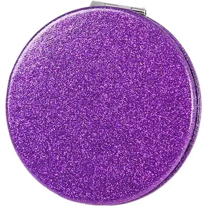 Cute Pink Compact Mirror for Women,Small Magnifying Travel Mirror with Glitter,Portable 2 x 1x Magnification Folding Pocket Makeup Mirror Cosmetic Mirror for Gift Travel Essentials