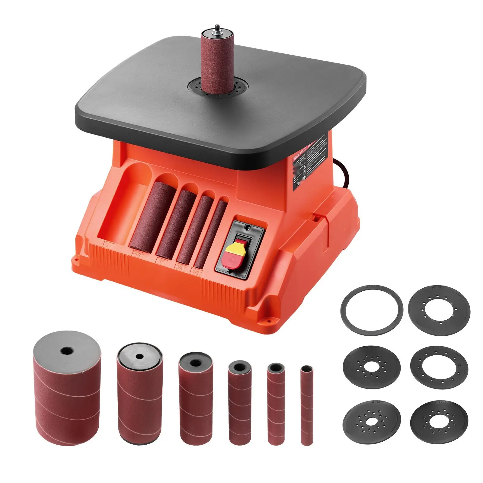 Oscillating Spindle Sander, 2400 RPM Benchtop Spindle Sander With 6 Sleeves (1/2 To 3 In), 5/8 Inch Stroke, 15.4 X 16.3 Inch Wide Worktable, Ideal For Furniture Finishing, Woodworking, Craft Sanding, DIY Projects